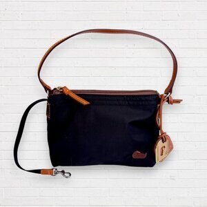 Dooney & Bourke Black Nylon Leather Bag Purse Embroidered Duck Travel Charm